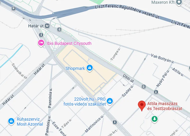 Térkép Attila TestSzobrászat kispesti helyszínéhez.